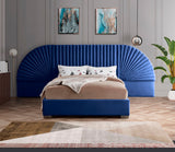Cleo Luxurious Velvet Bed with Elegant Channel-Tufted Headboard and Chic Gold Steel Legs