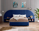Cleo Luxurious Velvet Bed with Elegant Channel-Tufted Headboard and Chic Gold Steel Legs