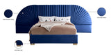 Cleo Luxurious Velvet Bed with Elegant Channel-Tufted Headboard and Chic Gold Steel Legs
