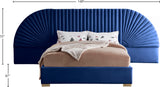 Cleo Luxurious Velvet Bed with Elegant Channel-Tufted Headboard and Chic Gold Steel Legs