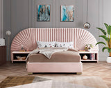 Cleo Luxurious Velvet Bed with Elegant Channel-Tufted Headboard and Chic Gold Steel Legs