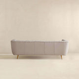 LaMattina Genuine Italian Grey Leather Channel Tufted Sofa