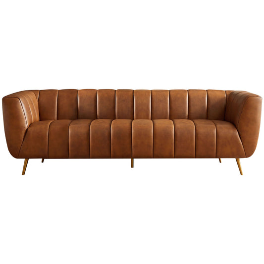 LaMattina Genuine Italian Leather Channel Tufted Sofa