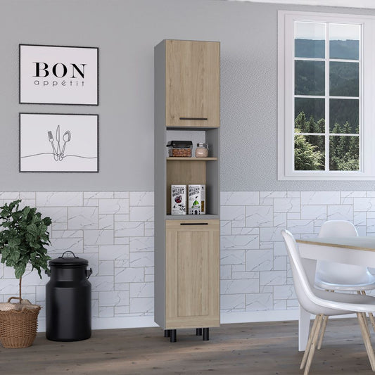 TUHOME Tall Kitchen Pantry Cabinet with Double Doors and Six Spacious Shelves for Enhanced Home Organization Featuring Modern Design, Ample Storage Capacity and Durable Engineered Wood Construction for Functional Culinary Spaces