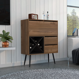 TUHOME Prunus Bar Cabinet with One Storage Cabinet, Two Spacious Drawers, Bottle Racks and Functional Top Surface Offering Modern Organization for Home Entertainment, Cocktail Preparation and Stylish Living or Dining Spaces