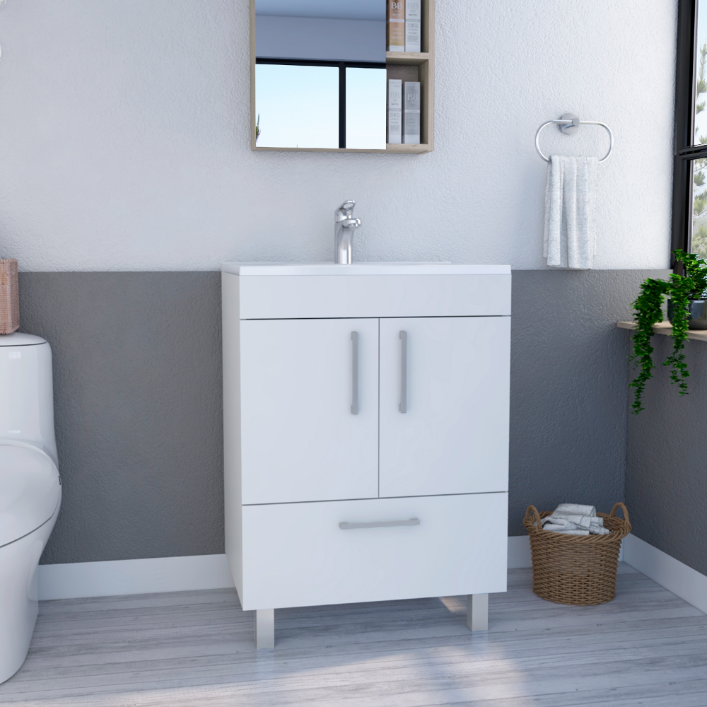 Essential Single Bathroom Vanity, One Draw, Double Door Cabinet