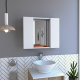 Tuhome Artemisa Medicine Cabinet with Integrated Mirror, Six Interior Storage Shelves, Secure Double-Door Design, Space-Saving Wall Cabinet for Organized Bathrooms and Daily Essentials.