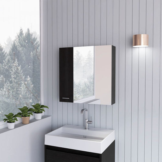 Sines Mirror Medicine Cabinet with Double-Door Mirrored Front, Four Interior Storage Shelves, Minimalist Wall-Mounted Design and Space-Saving Bathroom Organization for Daily Essentials and Modern Home Convenience
