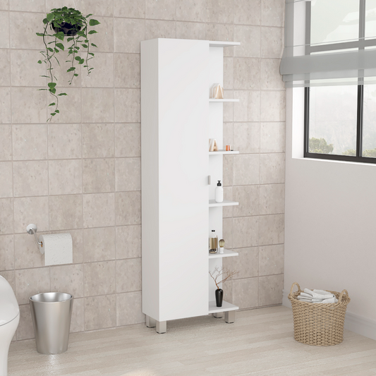 Tuhome Urano Mirror Linen Cabinet with Four Interior Shelves, Five External Shelves, Modern Design for Bathroom, Kitchen, or Bedroom Storage