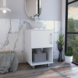 Gouda 18" Single Bathroom Vanity with Integrated Sink, Open Storage Shelf, Single-Door Cabinet and Space-Saving Modern Design for Organized Daily Use, Practical Bathroom Functionality and Contemporary Home Appeal