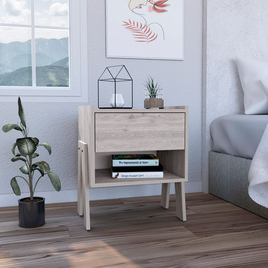 Joy Nightstand with Open Storage Shelf, Smooth-Glide Drawer, Sturdy Top Surface and Modern Space-Saving Bedside Design for Organizing Books, Essentials and Decorative Items in an Elegant and Functional Bedroom Setting