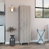 TUHOME Nala Cleaning Cabinet, Freestanding Utility Storage with Double Door Cabinet, Five Shelves, Broom and Mop Compartment, Space-Saving Organization for Laundry Room, Kitchen or Garage