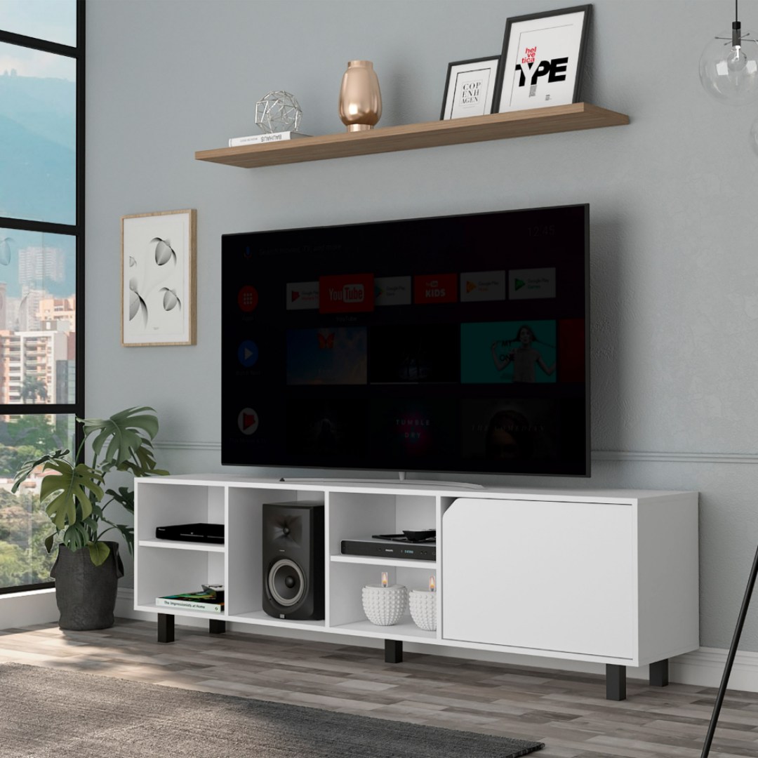 Valdivia Tv Stand For TV´S Up 70", Four Open Shelves, Five Legs