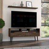 Tuhome Oslo TV Stand for TVs up to 51 Inches with Two Spacious Drawers, Three Open Shelves and Four Sturdy Legs, Modern Media Console with Superior Top and Functional Storage for Living Rooms or Entertainment Spaces
