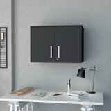 Tuhome Wall Mounted Storage Cabinet with Double Door, Three Interior Shelves, Lockable Design for Office, Garage, Laundry or Utility Room Organization, Modern Space-Saving Wall Cabinet for Secure and Practical Storage