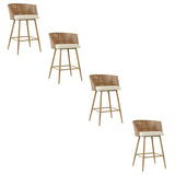 Nice Beige Rattan Upholstered Counter Stool with Arms (Set of 4)