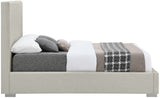 Crosby Mid Century Modern Bed with Elegant Linen Upholstery and Stylish Gold & Chrome Legs