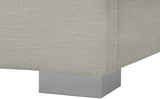 Crosby Mid Century Modern Bed with Elegant Linen Upholstery and Stylish Gold & Chrome Legs