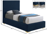 Crosby Mid Century Modern Bed with Elegant Linen Upholstery and Stylish Gold & Chrome Legs