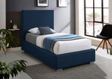 Crosby Mid Century Modern Bed with Elegant Linen Upholstery and Stylish Gold & Chrome Legs