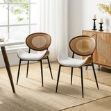 Flora Curved Wood Backrest Faux Leather Upholstery Cushion Comfortable Dining Chair (Optional Types)