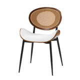 Flora Curved Wood Backrest Faux Leather Upholstery Cushion Comfortable Dining Chair (Optional Types)