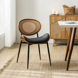 Flora Curved Wood Backrest Faux Leather Upholstery Cushion Comfortable Dining Chair (Optional Types)