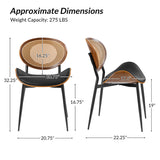 Flora Curved Wood Backrest Faux Leather Upholstery Cushion Comfortable Dining Chair (Optional Types)