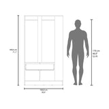 Dakota Sleek and Functional Freestanding Armoire Wardrobe Double Door Design with Spacious Interior Featuring Hanging Rod and Interior Shelving for Comprehensive Bedroom Organization