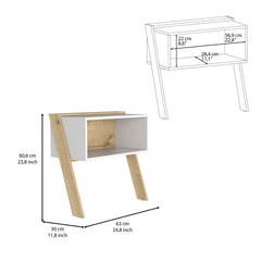 Leticia Nightstand, Two Legs, One Shelf, Superior Top