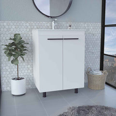 Dustin Freestanding Sink Cabinet, Four Legs, Double Door, Two Shelves