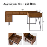 Bertrame Mid-Century L Shape Lift Top Office Desk