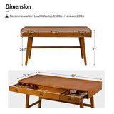 Charlotte Mid-century Modern 60" Computer Desk with Cable Management & Charging Station