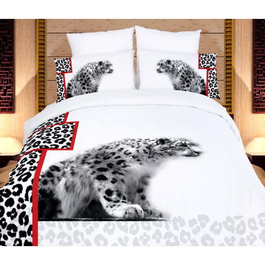 BDS White Cheetahs, Safari Themed Luxury Queen Bedding Duvet Cover Set Dolce Mela