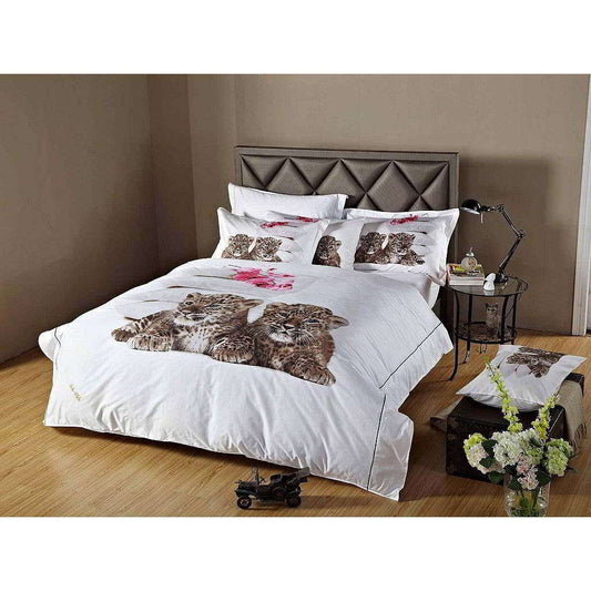 BDS Queen Size Duvet Cover Sheets Set, Baby Leopards