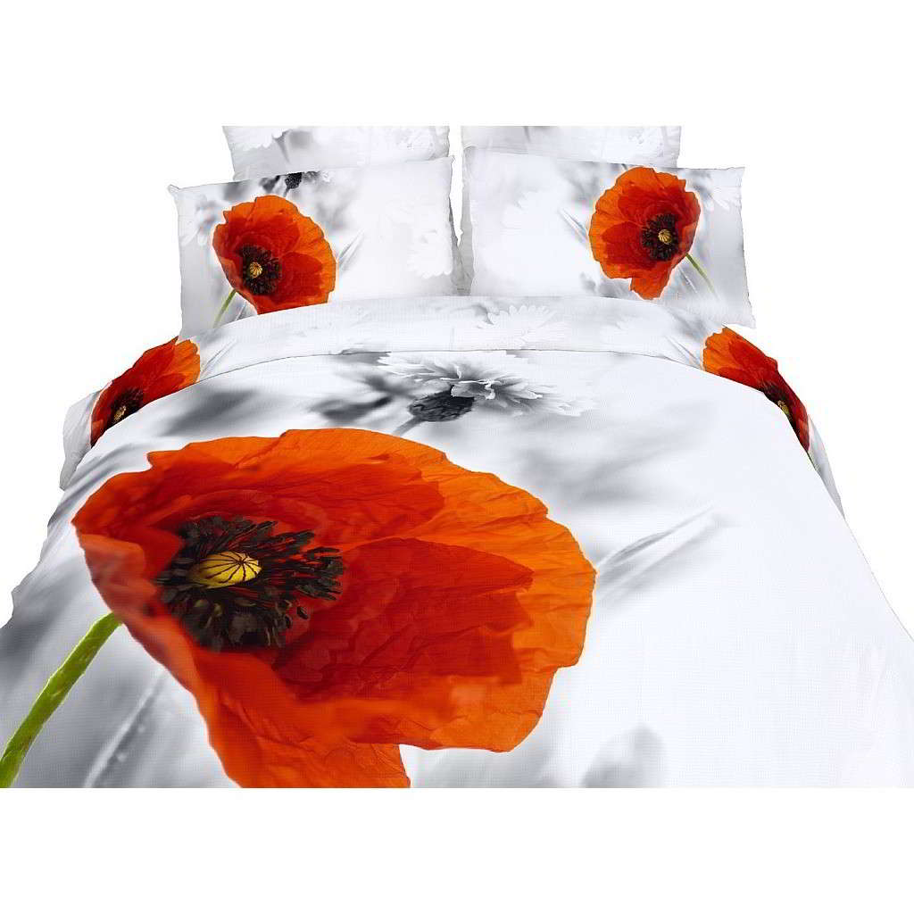 BDS Twin Size Duvet Cover Sheets Set, Poppies