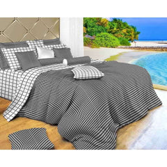 BDS Twin Size Duvet Cover Sheets Set, Black & White Check