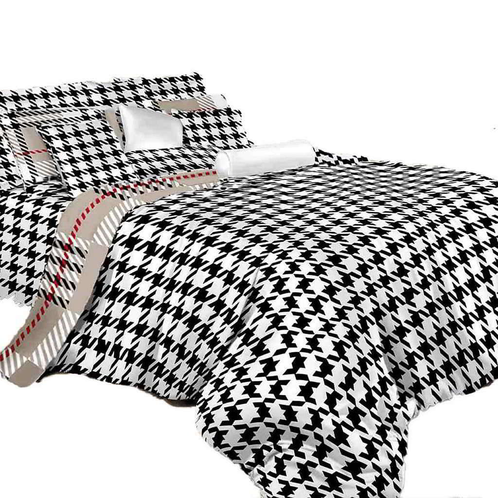 BDS Twin Size Duvet Cover Sheets Set, Houndstooth Check