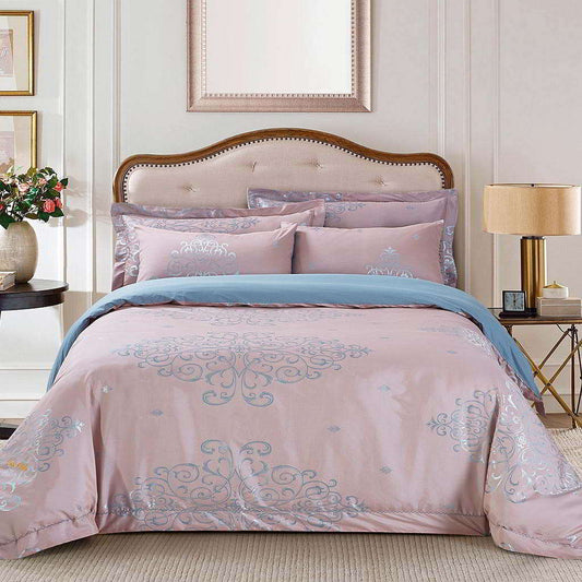 BDS Dolce Mela Bedding - Ancona, Luxury Jacquard King size Duvet Cover Set