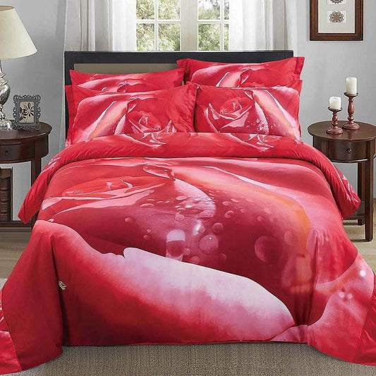 BDS Dolce Mela Floral Bedding - Rosa, Luxury Queen size Duvet Cover Set