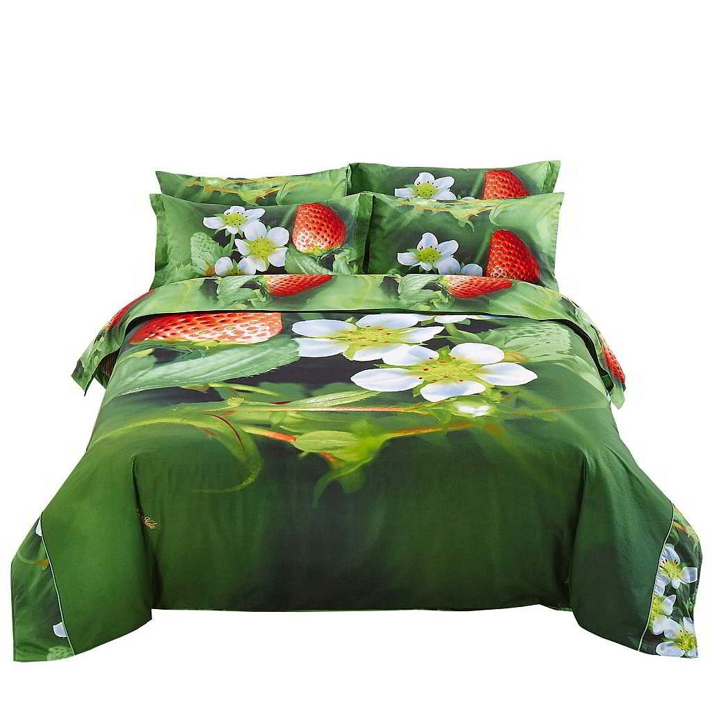 BDS Nature Duvet Cover Set, Queen Bedding, Dolce Mela - Strawberry