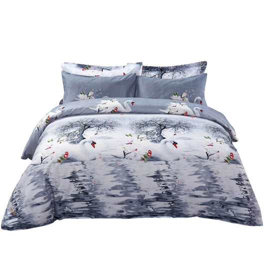 BDS Duvet Cover Set, King Size Pictorial Bedding, Dolce Mela - Mute Swan