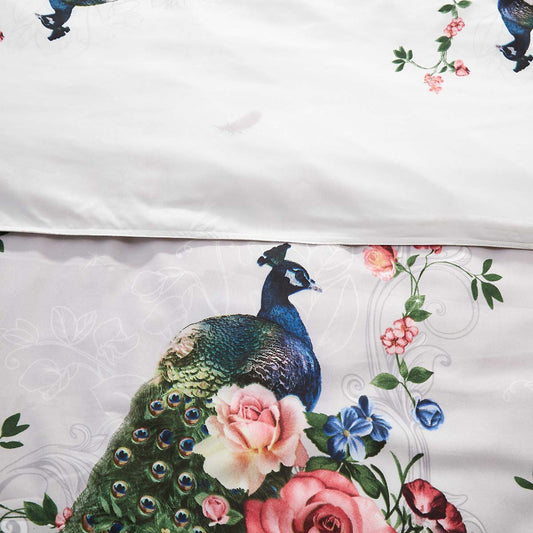 BDS Duvet Cover Set, King Size Pictorial Bedding, Dolce Mela - Peacock