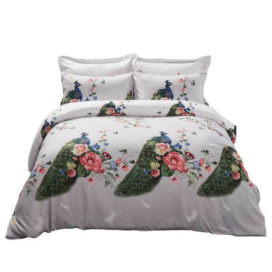 BDS Duvet Cover Set, King Size Pictorial Bedding, Dolce Mela - Peacock