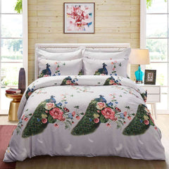 BDS Duvet Cover Set, King Size Pictorial Bedding, Dolce Mela - Peacock