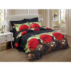 BDS Duvet Cover Set, Queen size Floral Bedding, Dolce Mela - Night Roses