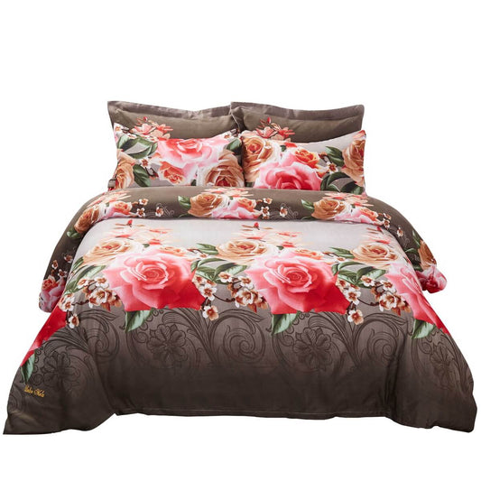 BDS Duvet Cover Set King Size Floral Bedding Dolce Mela Rose Medley