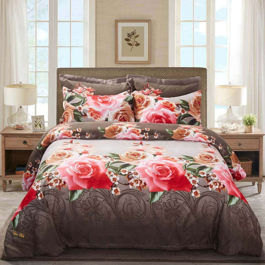 BDS Duvet Cover Set, Queen size Floral Bedding, Dolce Mela - Rose Medley