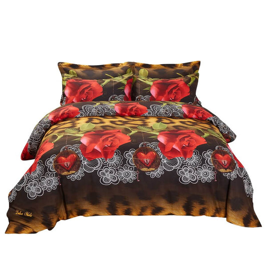 BDS Duvet Cover Set, King Size Floral Bedding, Dolce Mela - Passion