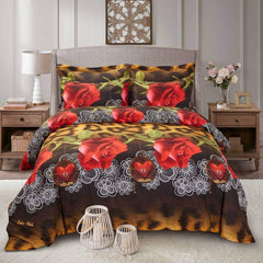BDS Duvet Cover Set, King Size Floral Bedding, Dolce Mela - Passion